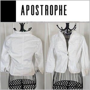 Apostrophe Stretch White Denim Jacket Women Size 4